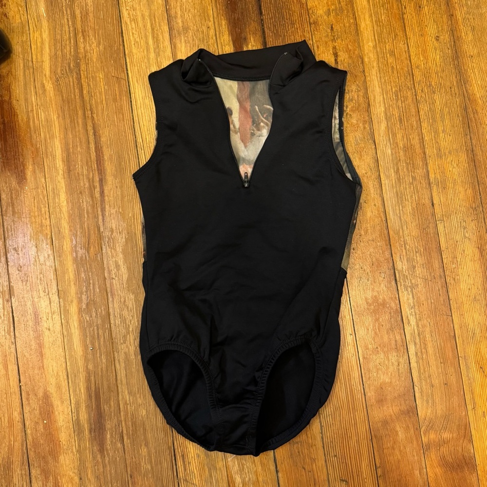 Degas Black Zip Up Leotard